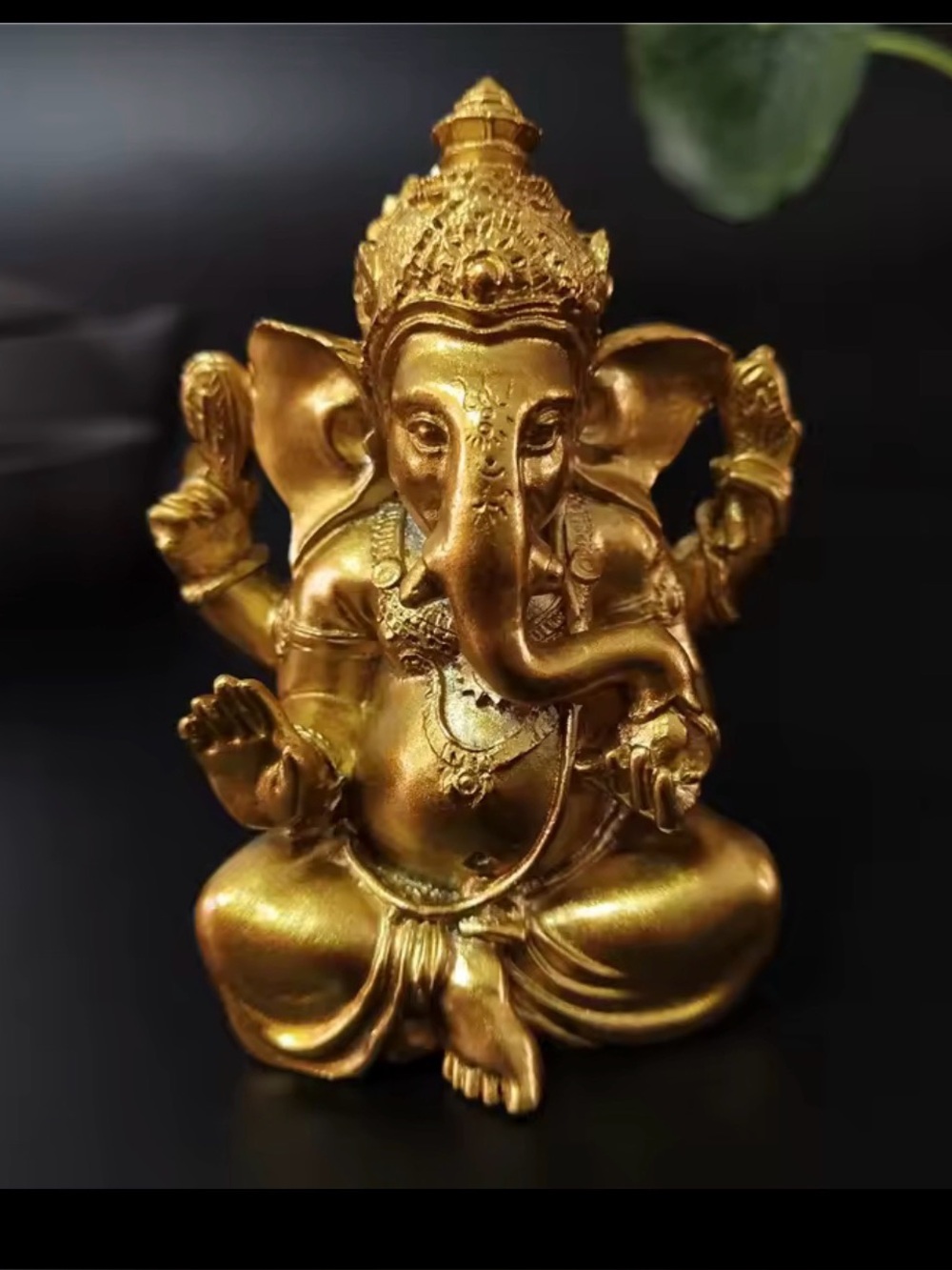 Gold Ganesha Statue Home Art Figurine - Brand